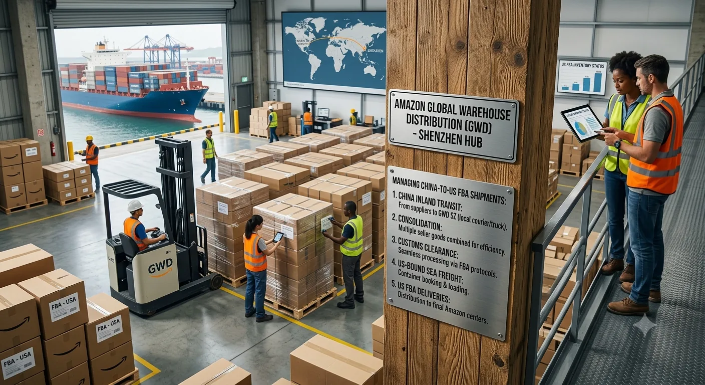 Featured image for “How Amazon Sellers Manage Shipments from China to US Amazon FBA via Amazon GWD Shenzhen Warehouse”