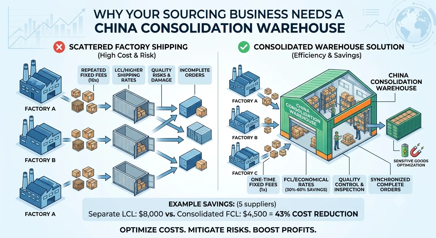 Featured image for “Why Every Foreign Trade & Sourcing Business Needs a China Consolidation Warehouse (Full Detailed Guide)”
