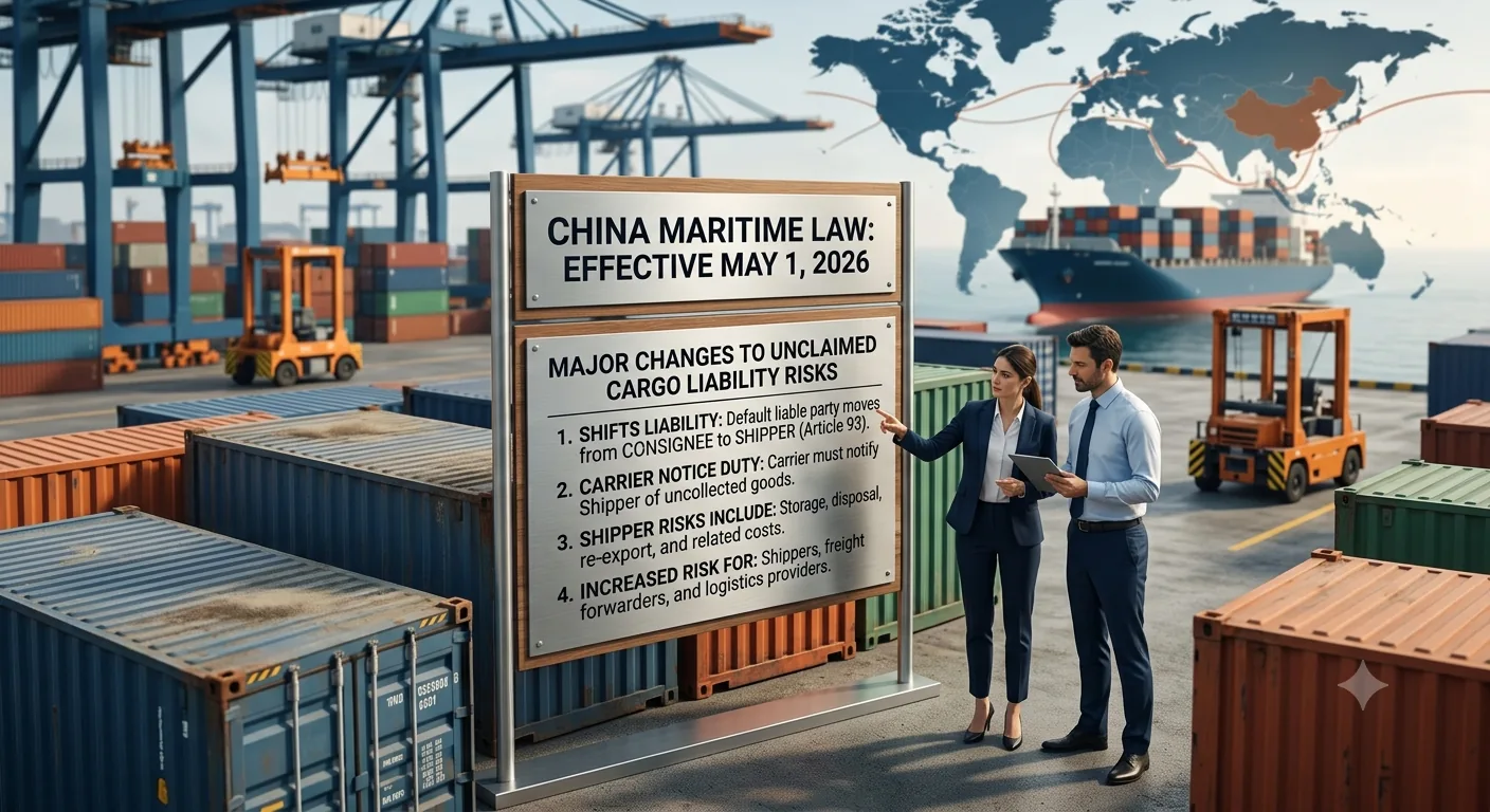 Featured image for “New Maritime Law of China Takes Effect on May 1, 2026: Major Changes to Unclaimed Cargo Liability Risks”