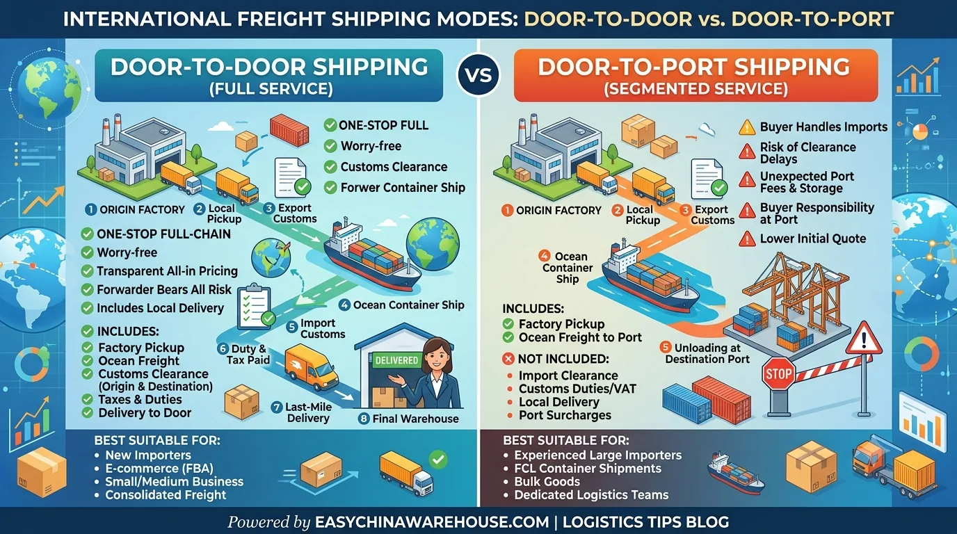 Featured image for “What are the differences between door-to-door shipping and door-to-port shipping?”