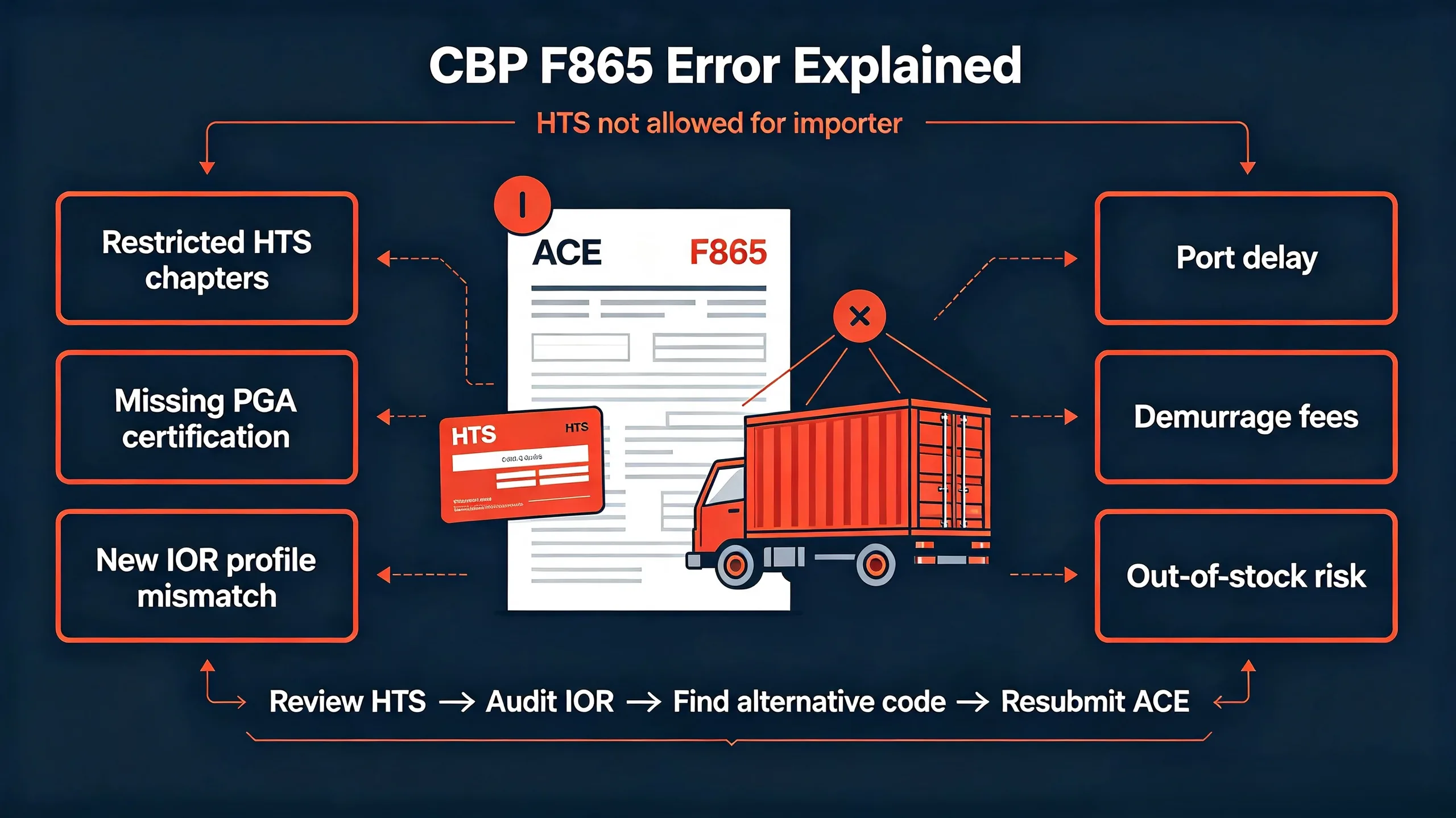 Featured image for “Demystifying the CBP F865 Error: What “HTS Not Allowed for Importer” Means for Your E-Commerce Business”